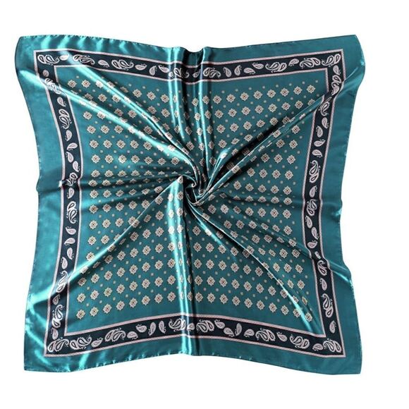 Green paisley Silky Scarf  - Picture 2 of 4